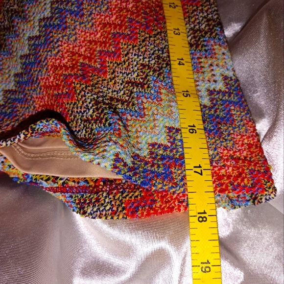 Vintage 90s Pale diagonal striped knit Y2K mini skirt XS - Picture 7 of 7